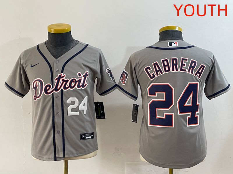 Youth 2025 Detroit Tigers #24 Cabrera Grey Game Nike MLB Jersey style 2